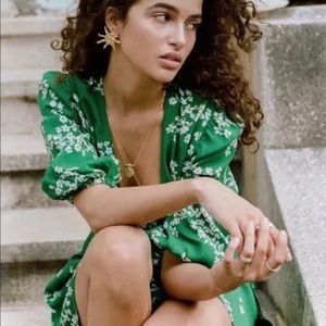 Faithful The brand Green Floral Wrap Mini Dress Sz 4